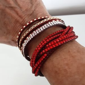 Sparkly Blood Red Wrap Around Bracelet